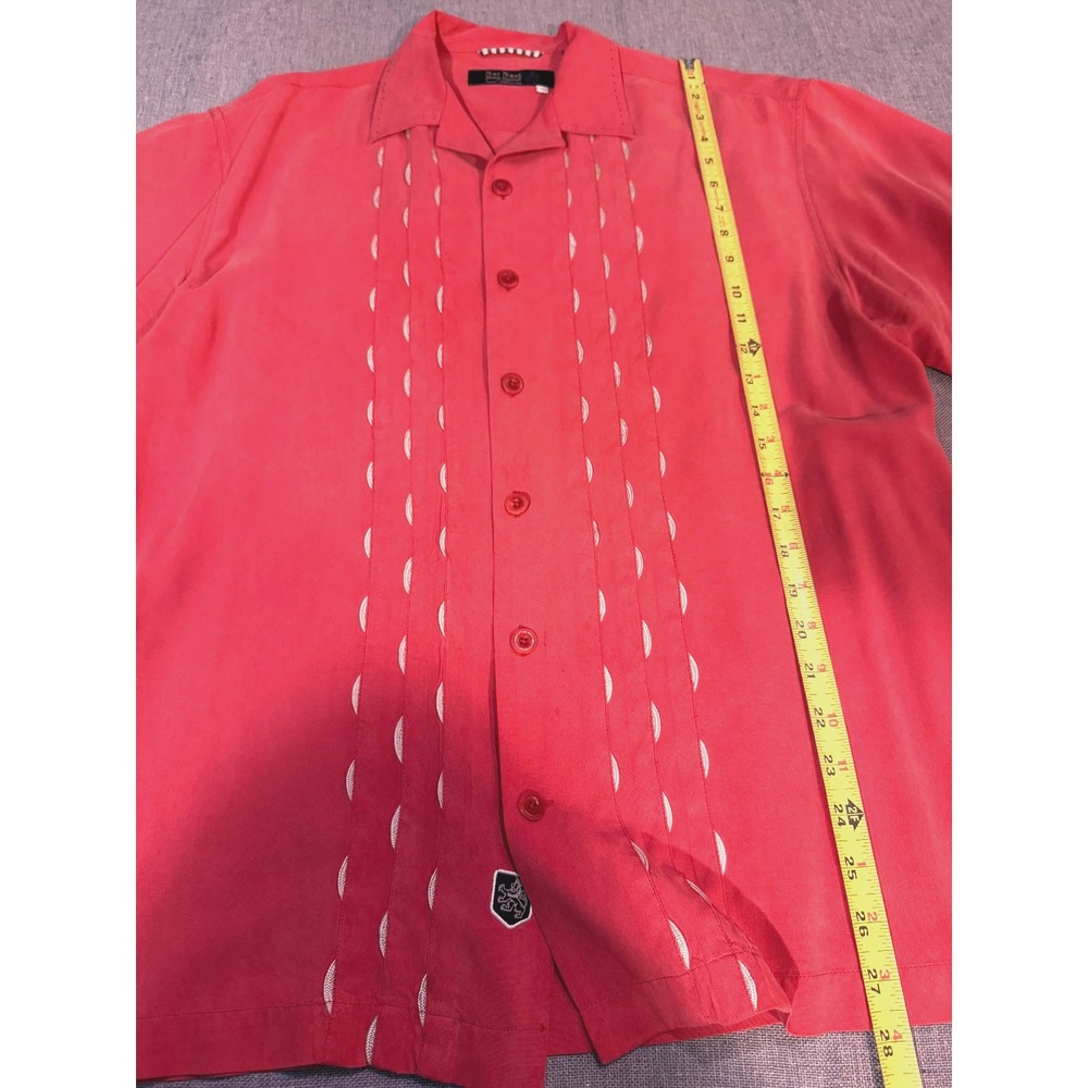 Nat Nast Luxury Originals reddish 100% Silk Retro Hipster Button-up Shirt Men